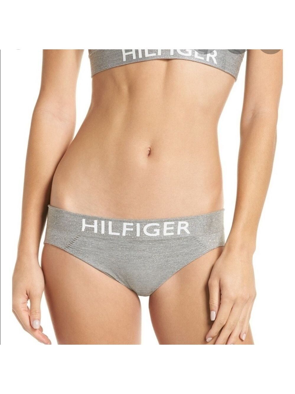 WOMEN’S TOMMY HILFIGER HEATHER GRAY SPARKLE HIPSTER PANTY SIZE LARGE